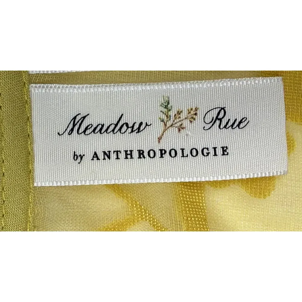 Anthropology Meadow Rue Sheer Velvet Boho Blouse Sz 8 Gold Floral Peasant - Picture 3 of 12